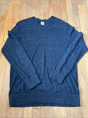 Gap Mens Blue Marled Knit Crewneck Long Sleeve Pullover Sweater L